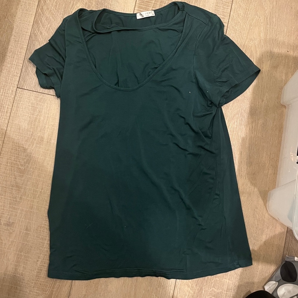Nursing Dark Green Scoop Neck T-Shirt